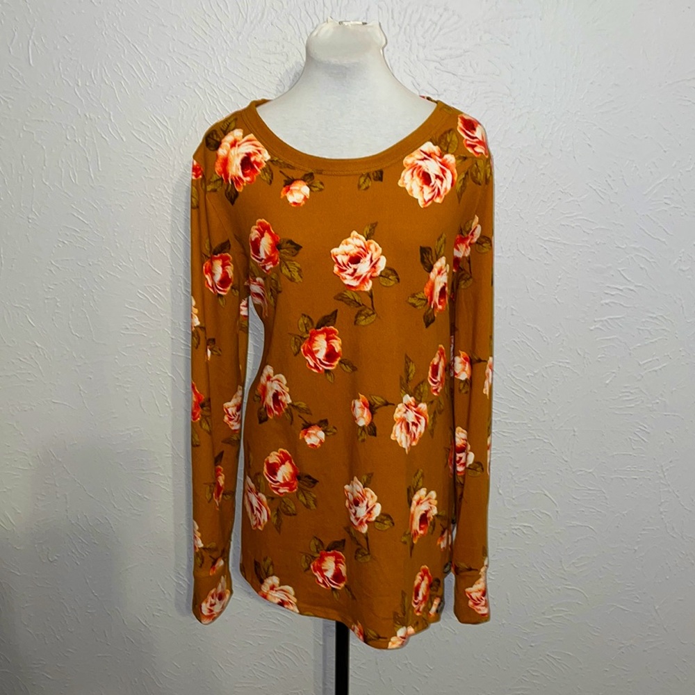NWT Agnes & Dora Side Button Sweater Mustard Floral XXL (18/20)